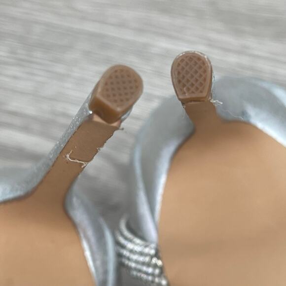 LAUREN LORRAINE Dria Silver Embellished Formal Ankle Strap Stiletto Heel- Sz 10 - Picture 9 of 11